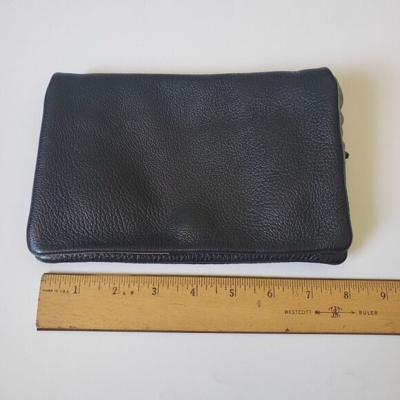 Pauly Jen Pebbled Genuine Leather Belt‎ Bag Clutch Black Convertible Minimalist - Picture 10 of 13